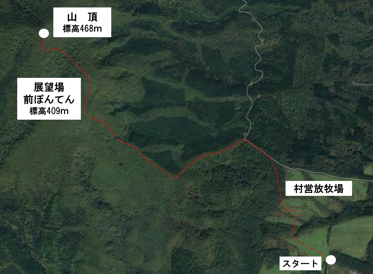 ぼんてん山4km登山コース図